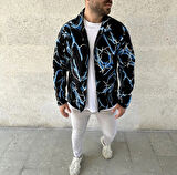 Yıldırım Desenli Tam Fermuarlı Polar %100 Cotton (manken boy 185 kiloo 83)