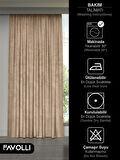 FAVOLLİ Kadife Dokulu Sahra Beji Ada Fon Perde Ekstrafor Büzgülü Dream Series