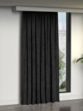 FAVOLLİ Kadife Dokulu Siyah Ada Fon Perde Ekstrafor Büzgülü Dream Series