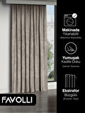 FAVOLLİ Kadife Dokulu Taş Rengi Ada Fon Perde Ekstrafor Büzgülü Dream Series