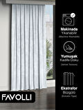 FAVOLLİ Kadife Dokulu Beyaz Ada Fon Perde Ekstrafor Büzgülü Dream Series
