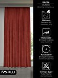 FAVOLLİ Kadife Dokulu Kiremit Rengi Ada Fon Perde Ekstrafor Büzgülü Dream Series