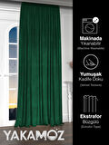 Yakamoz Kadife Görünüm Zümrüt Yeşili Ada Fon Perde Ekstraforlu Velvet Touch Serisi