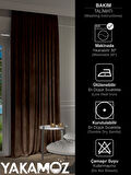 Yakamoz Kadife Görünüm Çikolata Kahvesi Ada Fon Perde Ekstraforlu Velvet Touch Serisi