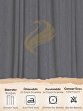 Demor Home Gece Siyahı Keten Dokulu Pileli Yüksek Kalite Fon Perde
