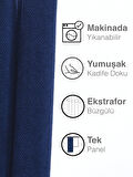 Kadife Dokulu Körfez Mavisi Ada Fon Perde Ekstrafor Büzgülü