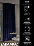 Yakamoz Kadife Görünüm Lacivert Ada Fon Perde Ekstraforlu Velvet Touch Serisi