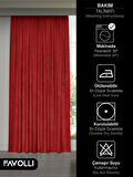 FAVOLLİ Kadife Dokulu Kırmızı Ada Fon Perde Ekstrafor Büzgülü Dream Series