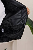 Erkek Oversize Siyah Deri Ceket