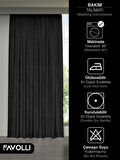 FAVOLLİ Kadife Dokulu Siyah Ada Fon Perde Ekstrafor Büzgülü Dream Series