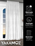 Yakamoz Kadife Görünüm Beyaz Renk Ada Fon Perde Ekstraforlu Velvet Touch Serisi