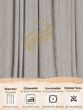 Demor Home Gümüş Grisi Keten Dokulu Pileli Yüksek Kalite Fon Perde