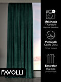 Kadife Dokulu Zümrüt Rengi Ada Fon Perde Ekstrafor Büzgülü Dream Series