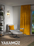 Yakamoz Kadife Görünüm Balpeteği Sarısı Ada Fon Perde Ekstraforlu Velvet Touch Serisi