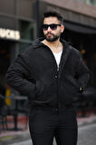 Vintage Oversize Erkek Siyah Kadife Ceket