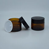 10 ADET BOŞ CAM KREM KAVANOZU, 50 ML, SİLİNDİR MODEL, AMBER