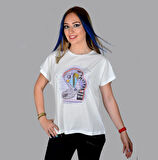 Kadın Ekru Shoe-holic Baskılı Özel Tasarım Limited Edition Bisiklet Yaka Modal Pamuk T-shirt