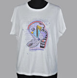 Kadın Ekru Shoe-holic Baskılı Özel Tasarım Limited Edition Bisiklet Yaka Modal Pamuk T-shirt