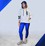 Kadın Saks Lacivert Özel Tasarım Luna Activewear - Crop Ve Tayt Colorblock Spor Takım
