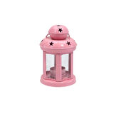 Fener Tipi Metal Mumluk Pembe+Mum Hediyeli 16cm