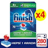 Finish Hepsi Bir Arada 280 Yıkama Tablet Bulaşık Makinesi Deterjanı 4x70 Adet 