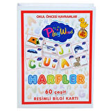 Çocuk Playwood Eğitici Resimli Bilgi Kartı Harfler