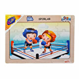 Çocuk ONY-85-86-87-88 Ahşap Eğitici Puzzle Sporlar -Onyıl