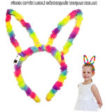 Fiber Optik LED’li Gökkuşağı Tavşan Kulak 17x23 cm Parti ve Festival Aksesuarı