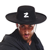 Yetişkin Boy Bağcıklı Zorro Şapkası Z Logolu Şık Aksesuar