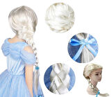 Karlar Ülkesi Elsa Frozen Peruğu Platin Altın Dore Renk Çocuk Kostüm