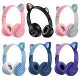 Bluetooth Kedili Kulaklık Kablosuz LED Işıklı Şarjlı Müzik