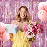 Eğitici Oyuncak Rose Gold Renk Ekstra Metalize Parlak Saçaklı Arka Fon Perde İthal A Kalite 1x2 Metre