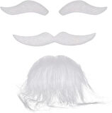 Eğitici Çocuk Beyaz Renk Kendinden Yapışkanlı Takma Sakal Bıyık ve Kaş Seti