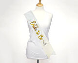 Çocuk Beyaz Üzeri Altın İtalik Alyanslı Bride To Be Yazılı Simli Işıltılı Kuşak Kemer 10x80 cm