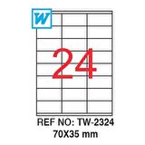 Tanex TW-2324 Lazer Etiket 70X35mm 2400 Adet Etiket