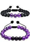 Sertifikalı Doğal Afrika Ametist Oniks Taşı Doğal Taş Bileklik Seti