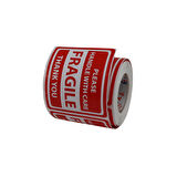 Fragile Roll Label 70mm X 80mm 250 Pcs "Please Handle With Care Thank You" Coated Stickers