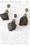 Sertifikalı Zirkon Taşlı Model Şungit - Shungite Taşı Kolye (Ham İşlenmemiş)