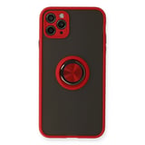 Hediyelik Apple İphone 11 Pro Kılıf Montreal Yüzüklü Silikon Kapak - Kırmızı