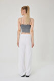 Kadın Beyaz Keten Karışımlı Bol Kesim Pantolon
