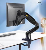 NB F80 Tek Kol Amortisörlü Monitör Tutucu | 17-30" Uyumluluğu ile Ergonomik Çalışma Konforu