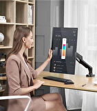 NB F80 Tek Kol Amortisörlü Monitör Tutucu | 17-30" Uyumluluğu ile Ergonomik Çalışma Konforu
