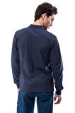 Polo Yaka Lacivert Uzun Kollu Sweatshirt Pike Örme Iş Tişörtü