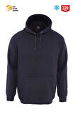 Kapşonlu 3 İplik Şardonlu Cepli Siyah Hoodie Sweatshirt