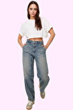Kadın Regular Boy Denim Baggy Jean Pantolon Pamuk Casual Stil Günlük Kullanım Modern Tasarım