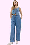 Kadın Denim Wide Leg Pantolon Pamuk Uzun Boy Günlük Stil Hafta Sonu Yaz Aylarının Vazgeçilmezi