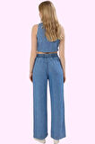 Kadın Denim Wide Leg Pantolon Pamuk Uzun Boy Günlük Stil Hafta Sonu Yaz Aylarının Vazgeçilmezi