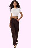 Kadın Pamuk Denim Pantolon Yüksek Bel Wide Leg Model Tüm Sezon Günlük Kullanım Özel Günler