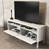 Sakura Olite 2 çekmeceli tv ünitesi-Wood Beyaz-Minifiks Bağlantılı