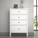 Sakura Tunis 4 çekmeceli şifonyer -Wood Beyaz-Minifiks Bağlantılı